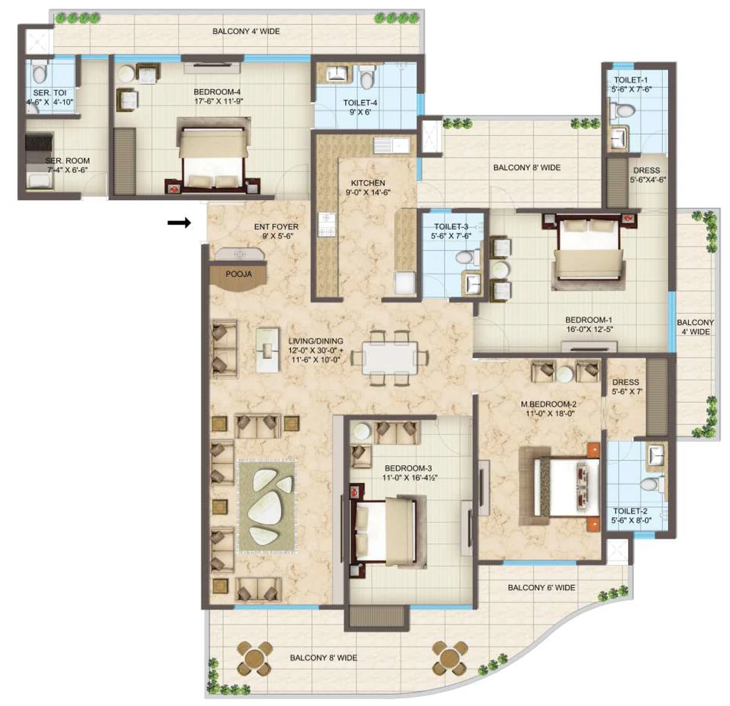 4 BHK Flat in Siddharth Racecourse One in Race Course, Dehradun - Image 924673
