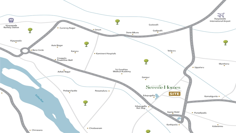 Location of Avenue Serene Homes in Edupugallu, Vijayawada - Image 418550