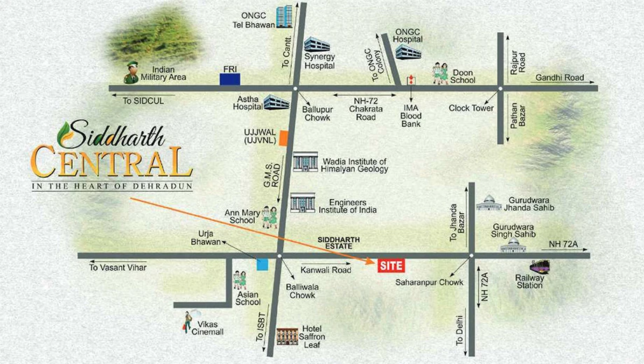 Location of Siddharth Central in GMS Road, Dehradun - Image 418535