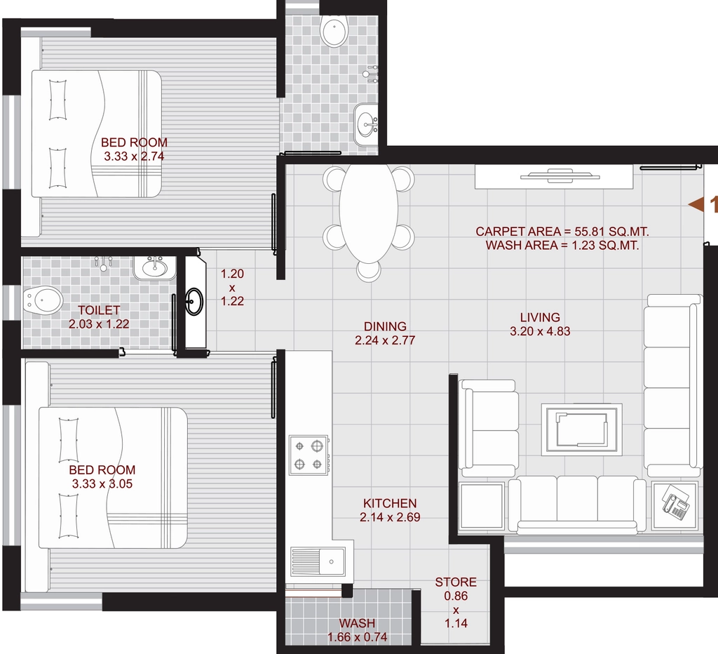 2 BHK Flat in Maan Crystal Heaven in Mavdi, Rajkot - Image 924738