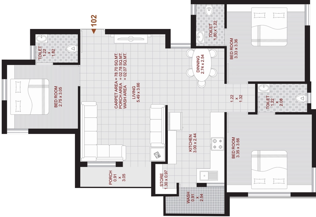 3 BHK Flat in Maan Crystal Heaven in Mavdi, Rajkot - Image 924739