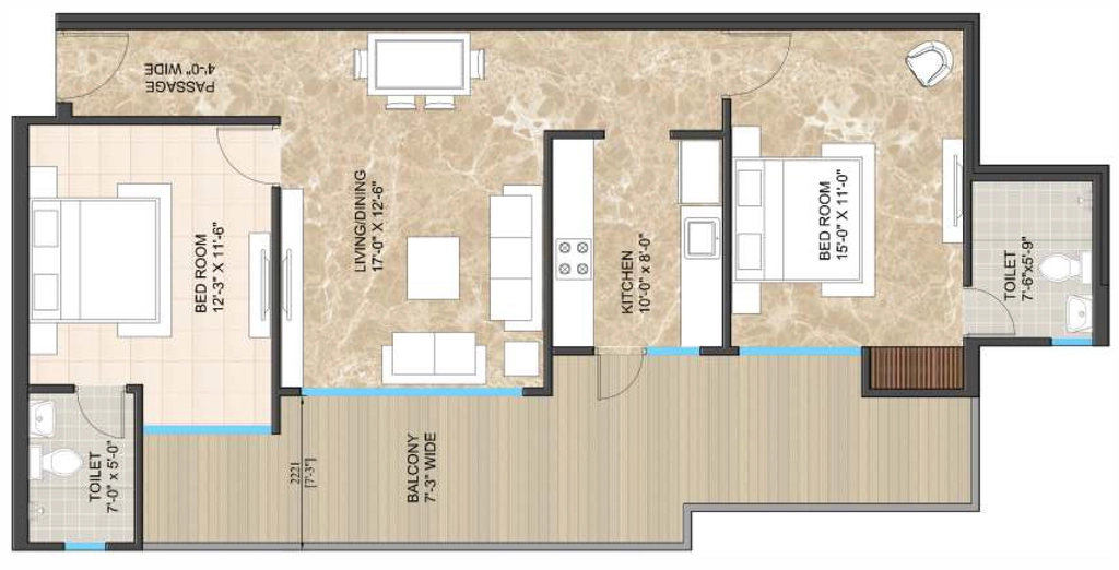 2 BHK Flat in Siddharth Bellevue in Kalidas Road, Dehradun - Image 924741