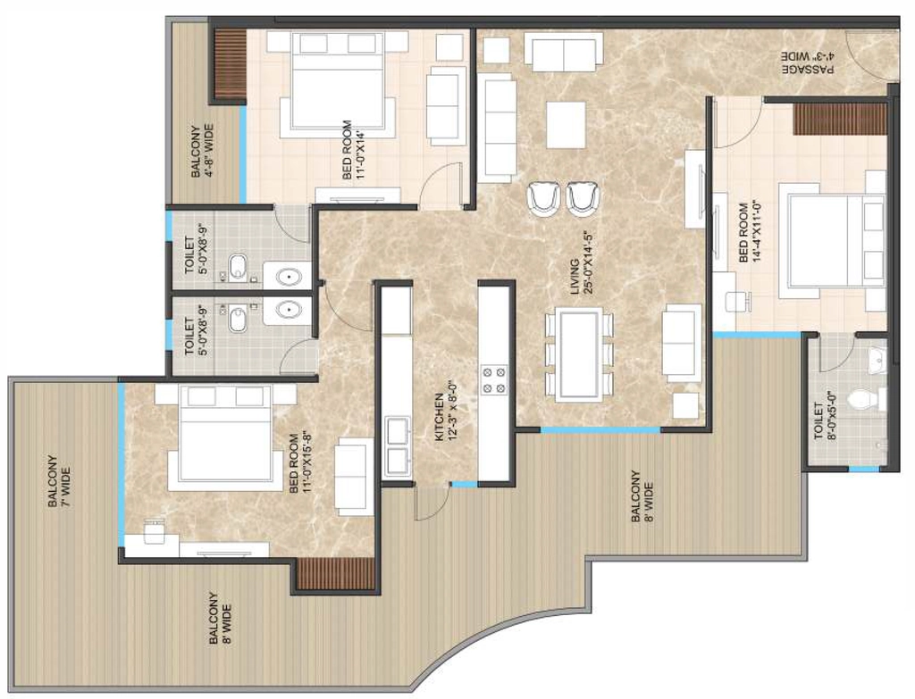 3 BHK Flat in Siddharth Bellevue in Kalidas Road, Dehradun - Image 924743