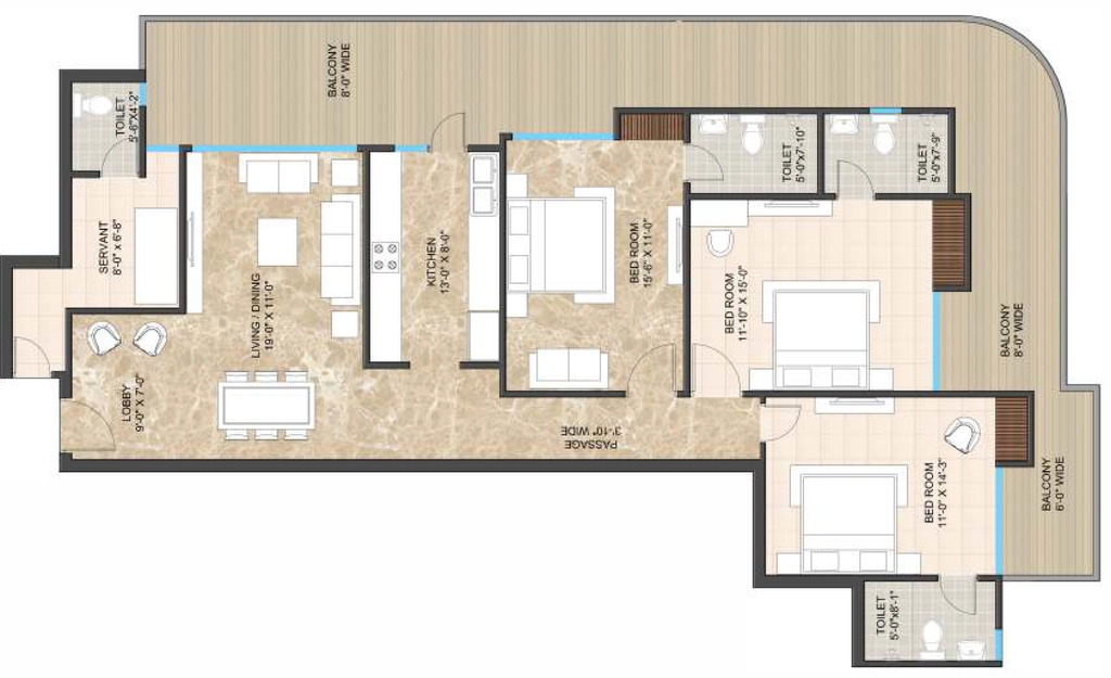 3 BHK Flat in Siddharth Bellevue in Kalidas Road, Dehradun - Image 924744