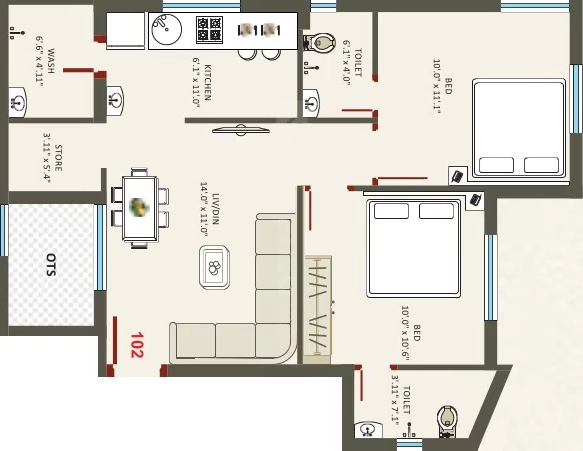 2 BHK Flat in Maruti Palace in Mavdi, Rajkot - Image 924745