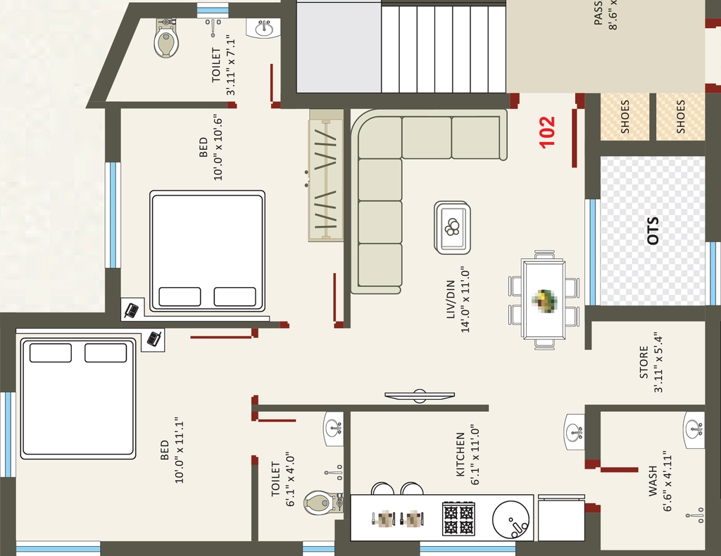 2 BHK Flat in Maruti Palace in Mavdi, Rajkot - Image 924746