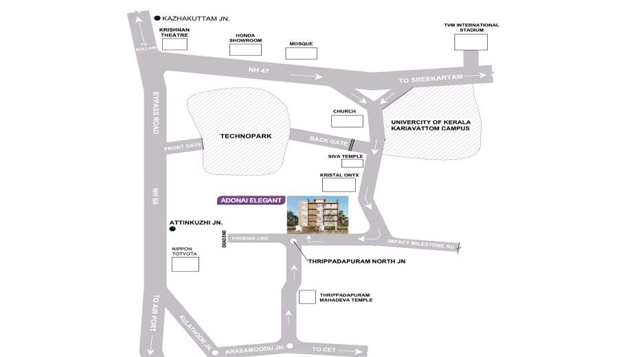 Location of Adonai Elegant in Kulathoor, Thiruvananthapuram - Image 419085