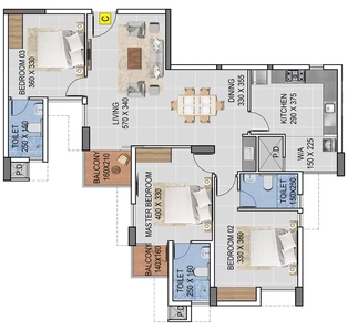 3 BHK Flat in Kalyan Horizon in Oruvathilkotta, Thiruvananthapuram - Image 924948