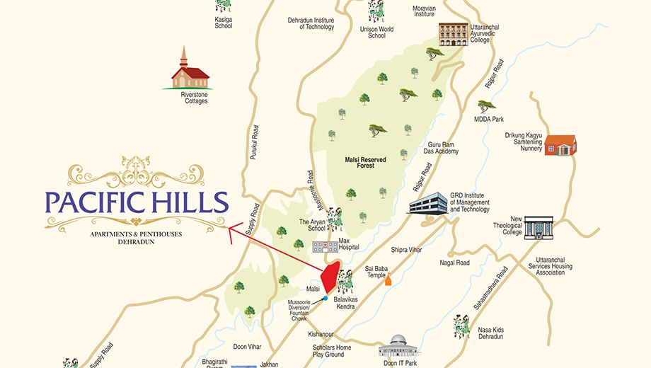 Location of Pacific Hills in Rajpur Road, Dehradun - Image 418617