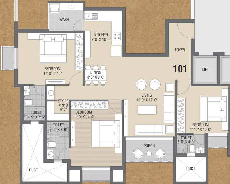 3 BHK Flat in Meet Kasturi Casa in Mavdi, Rajkot - Image 924747