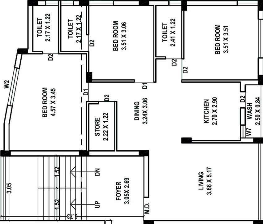 3 BHK Flat in Nandan Residency in Mavdi, Rajkot - Image 924749