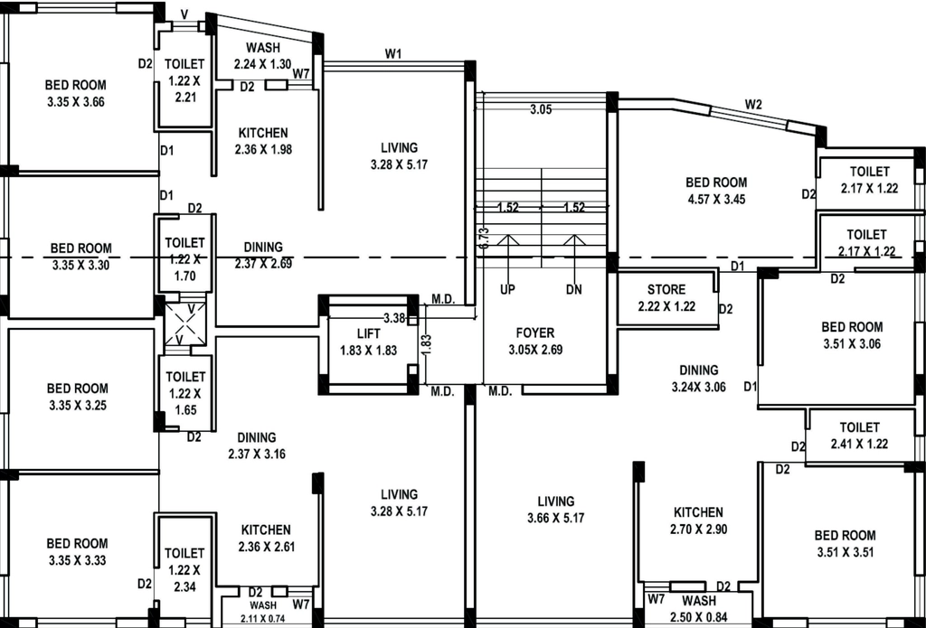 Floor Plan of Nandan Residency in Mavdi, Rajkot - Image 418632