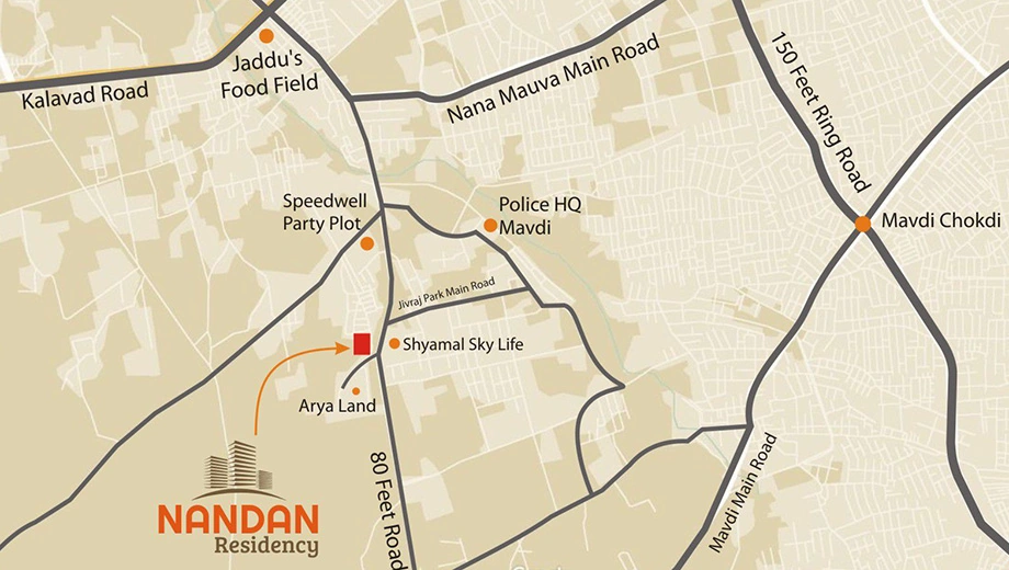 Location of Nandan Residency in Mavdi, Rajkot - Image 418631