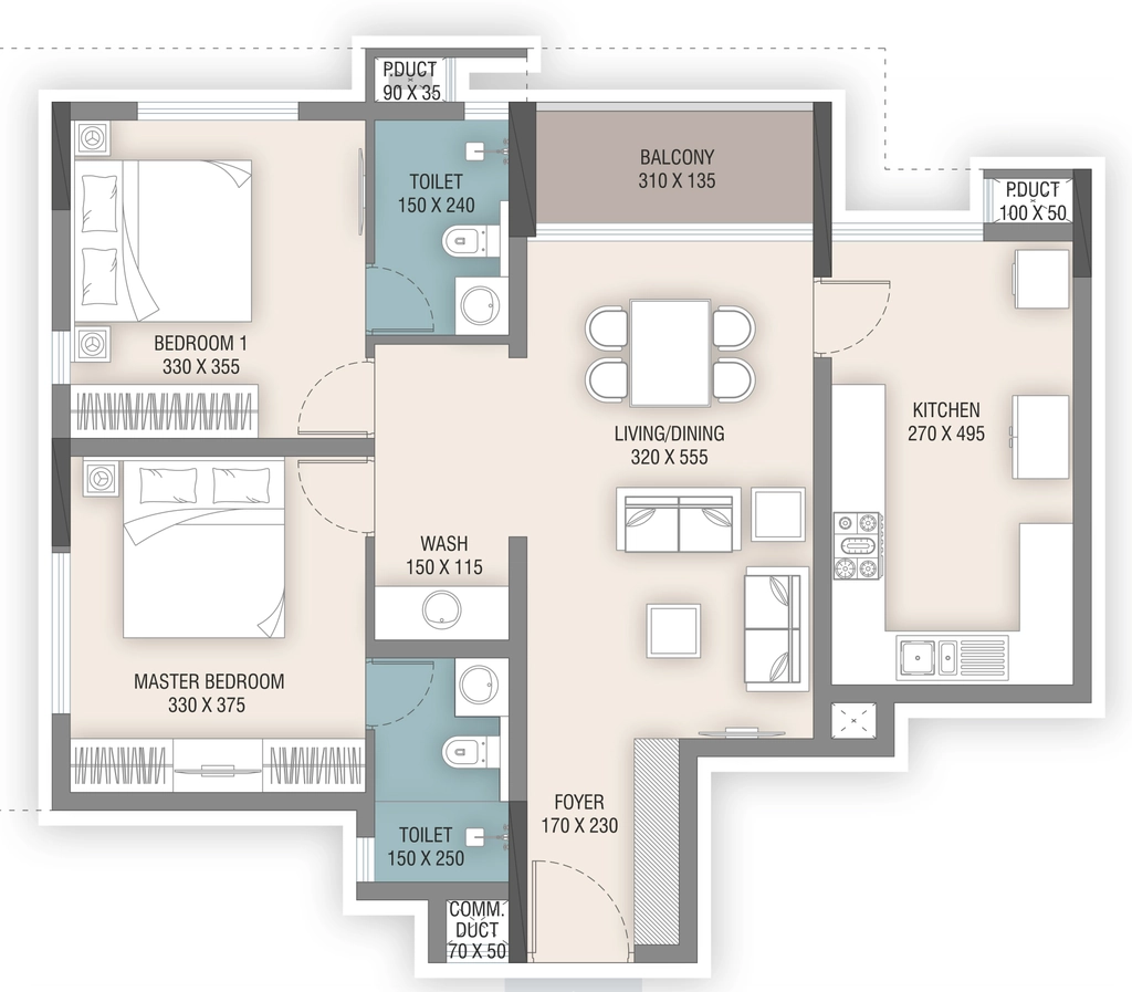 2 BHK Flat in Artech Marvel in Pattom, Thiruvananthapuram - Image 924967