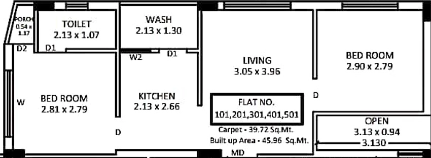 2 BHK Flat in Dharmendrabhai Radhe Apartment in Mavdi, Rajkot - Image 924752