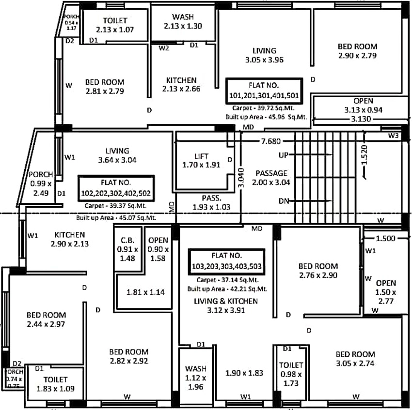 Floor Plan of Dharmendrabhai Radhe Apartment in Mavdi, Rajkot - Image 418645