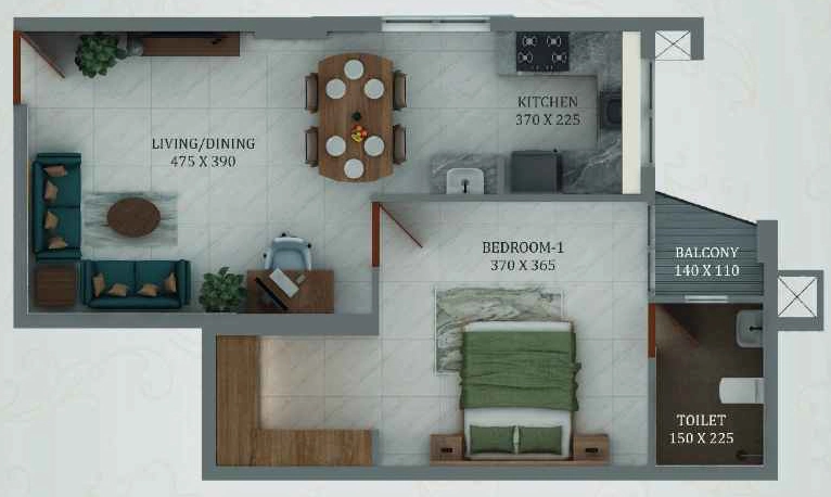 1 BHK Flat in Cordial Felicitous in PMG, Thiruvananthapuram - Image 925002