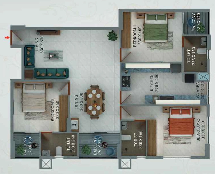 3 BHK Flat in Cordial Felicitous in PMG, Thiruvananthapuram - Image 925005
