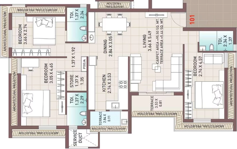 3 BHK Flat in Shreeji Tulsi Imperia in Mota Mava, Rajkot - Image 924772
