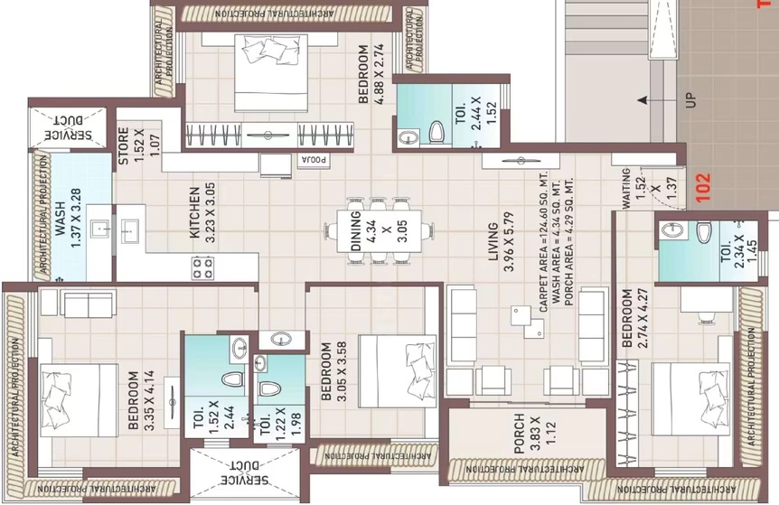 4 BHK Flat in Shreeji Tulsi Imperia in Mota Mava, Rajkot - Image 924773