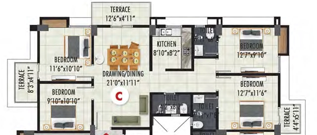 4 BHK Flat in Shree Shiva Enclave in Panjabari, Guwahati - Image 924794