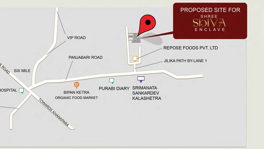 Location of Shree Shiva Enclave in Panjabari, Guwahati - Image 418745