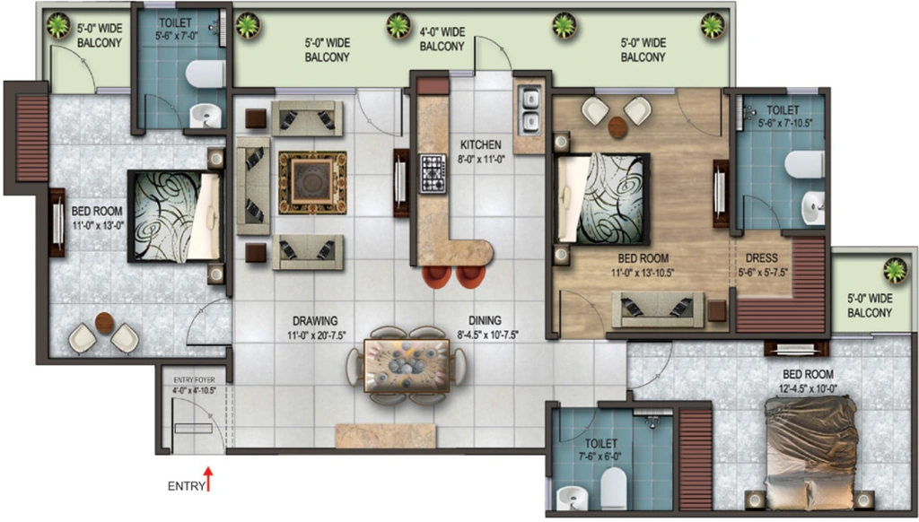 3 BHK Flat in Earthcon Rajpur Greens in Rajpur Road, Dehradun - Image 924787