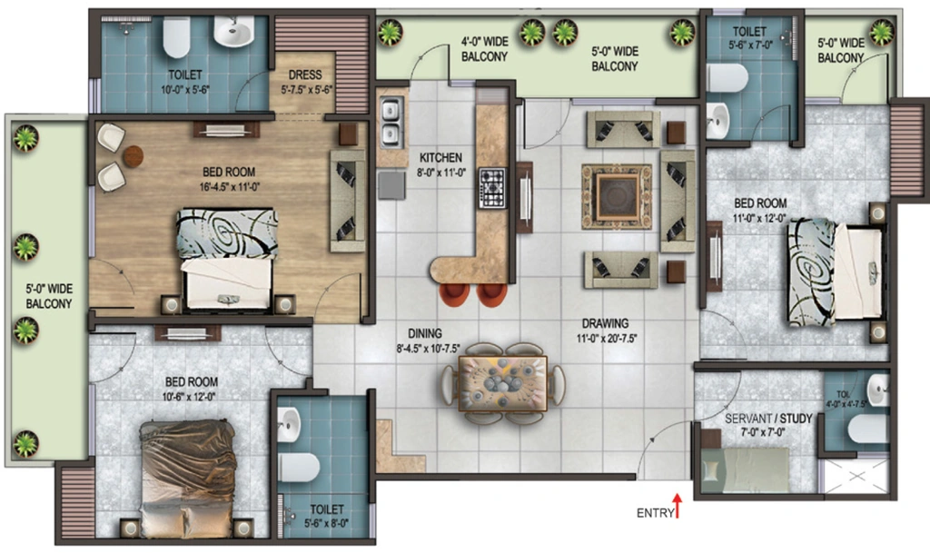 3 BHK Flat in Earthcon Rajpur Greens in Rajpur Road, Dehradun - Image 924788