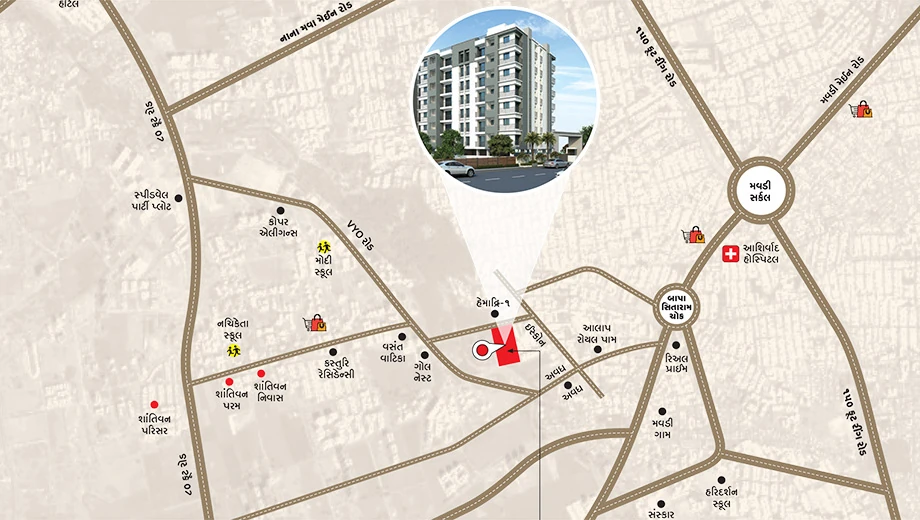 Location of Shubh Harmony Exotica in Mavdi, Rajkot - Image 418760