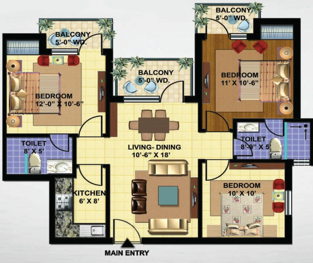 3 BHK Flat in GAV Green View Blossom in Sahastradhara Road, Dehradun - Image 924802