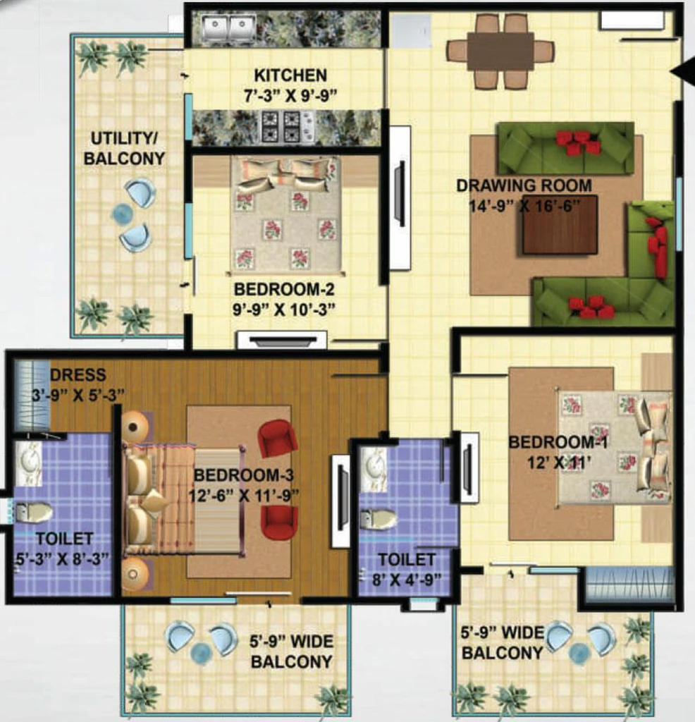 3 BHK Flat in GAV Green View Blossom in Sahastradhara Road, Dehradun - Image 924804