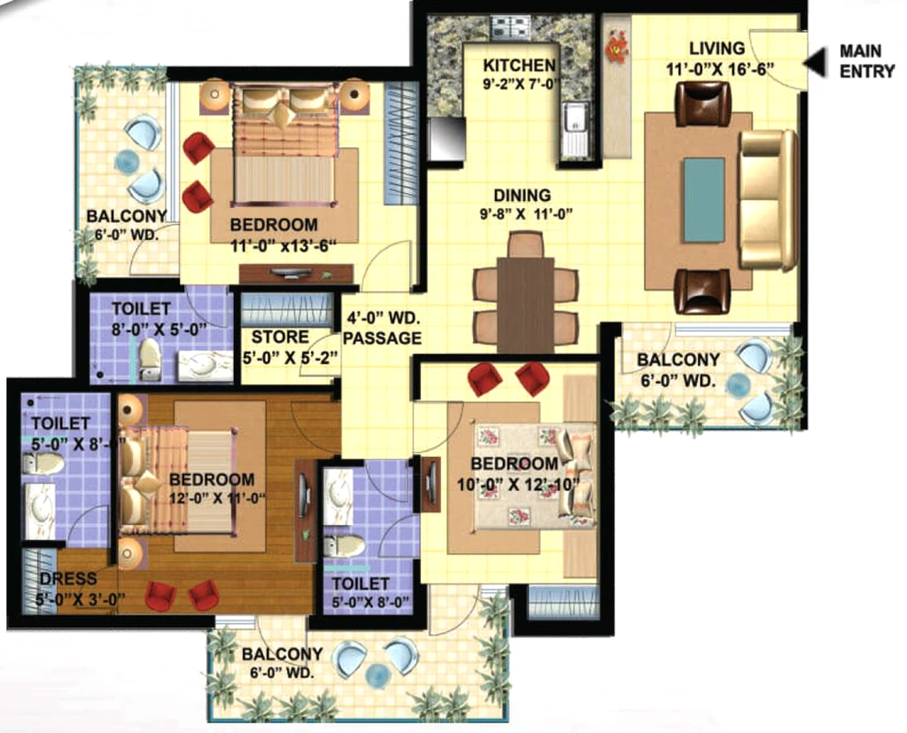 3 BHK Flat in GAV Green View Blossom in Sahastradhara Road, Dehradun - Image 924805