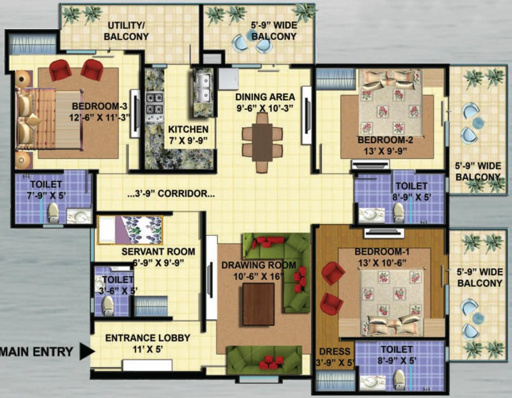 3 BHK Flat in GAV Green View Blossom in Sahastradhara Road, Dehradun - Image 924806