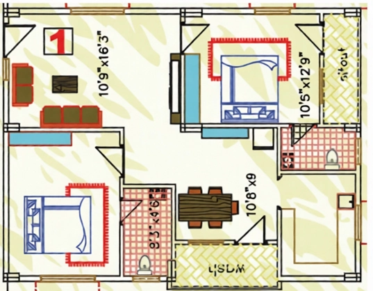 2 BHK Flat in Sri Brundavanam Advaitha in Gannavaram, Vijayawada - Image 924809