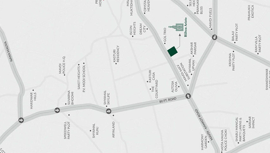 Location of Shubh Hilton Aristo in Mavdi, Rajkot - Image 418768