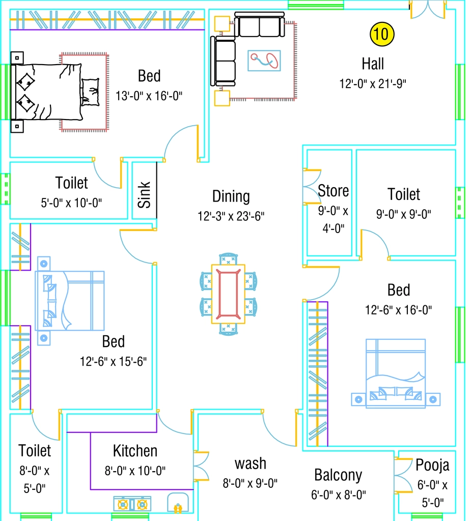 3 BHK Flat in NTR Dhanalakshmi Towers in Tadigadapa, Vijayawada - Image 924816