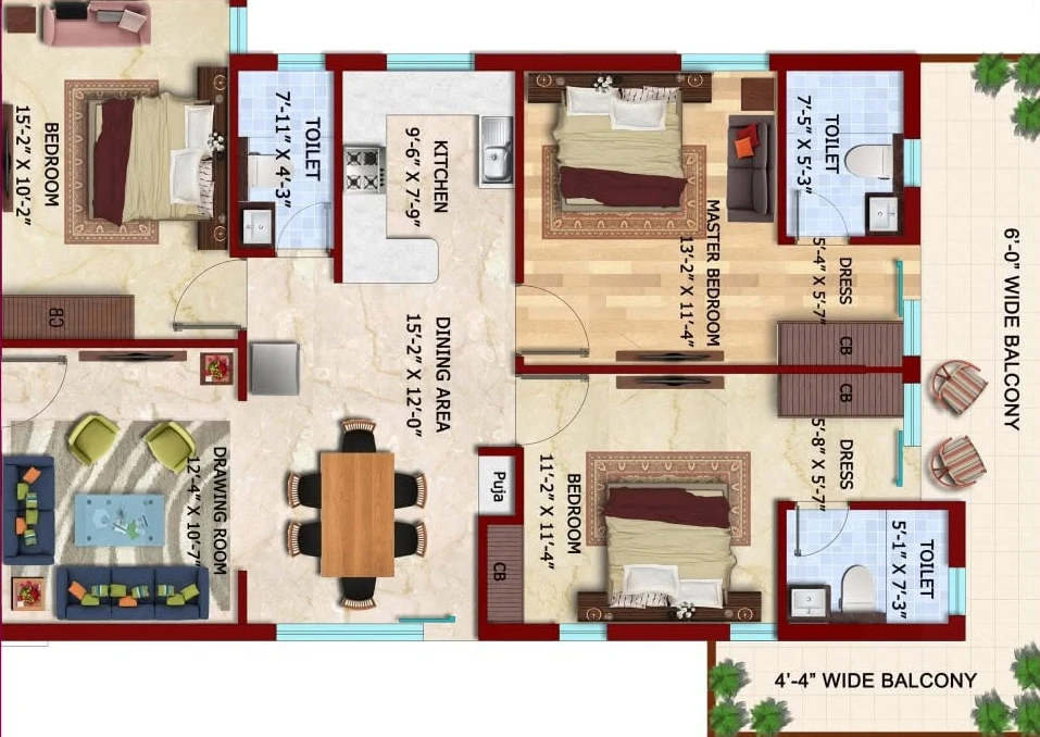 3 BHK Flat in Pearl Heights Apartment in Majra, Dehradun - Image 924830
