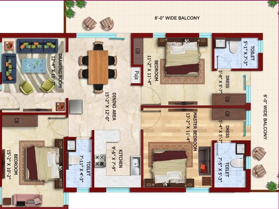 3 BHK Flat in Pearl Heights Apartment in Majra, Dehradun - Image 924831