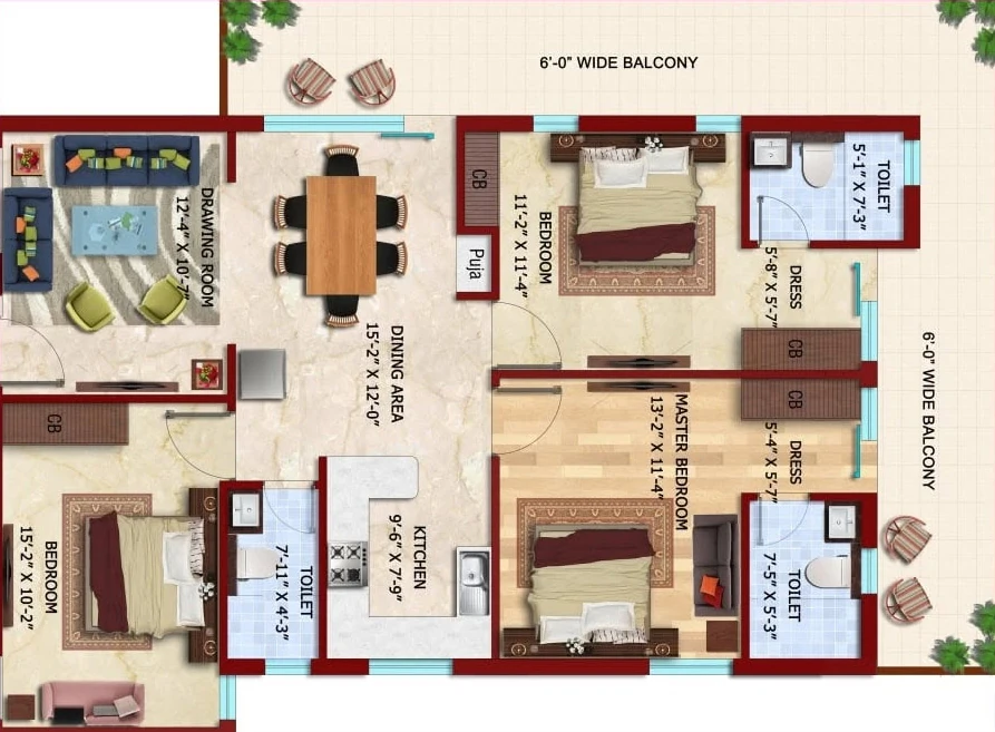 3 BHK Flat in Pearl Heights Apartment in Majra, Dehradun - Image 924832