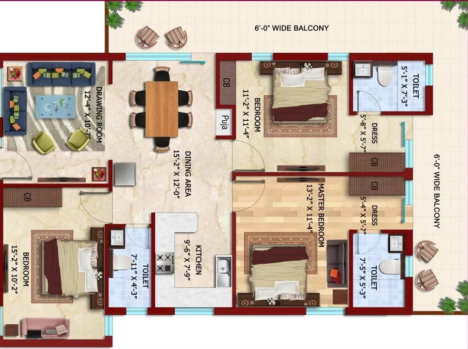 3 BHK Flat in Pearl Heights Apartment in Majra, Dehradun - Image 924833