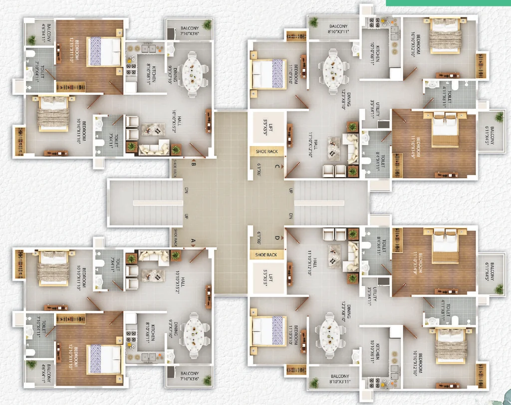 Floor Plan of Uttarayan Pride in Kahilipara, Guwahati - Image 418902