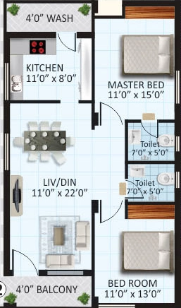2 BHK Flat in Krushna SGR Tower in Poranki, Vijayawada - Image 924847