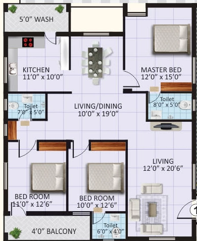 3 BHK Flat in Krushna SGR Tower in Poranki, Vijayawada - Image 924855