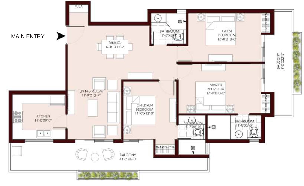 3 BHK Flat in Mist at Mayfair Highlands in Mussoorie Road, Dehradun - Image 924854
