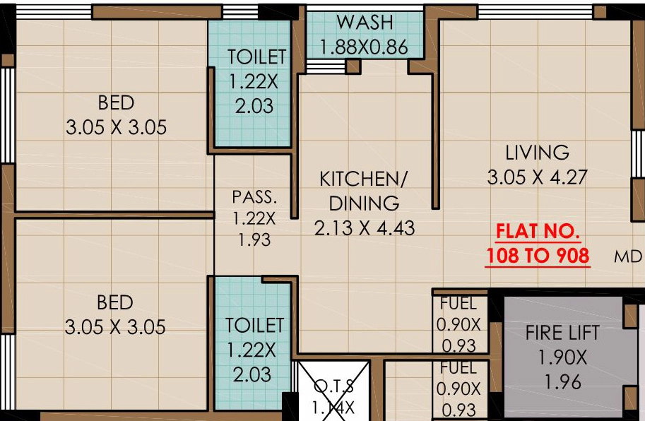 2 BHK Flat in Aadarsh Avenue in Mavdi, Rajkot - Image 924871