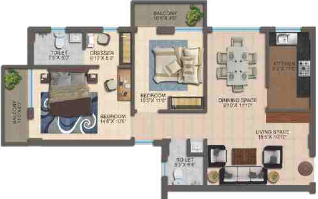 2 BHK Flat in MDDA Aalayam in Sahastradhara Road, Dehradun - Image 924872