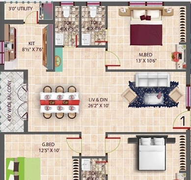 3 BHK Flat in Satya Comfort Residency in Poranki, Vijayawada - Image 924881