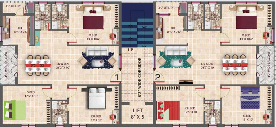 Floor Plan of Satya Comfort Residency in Poranki, Vijayawada - Image 418965