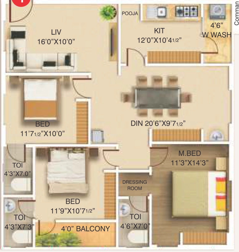 3 BHK Flat in Sri Hemadurga Jewel County in Gannavaram, Vijayawada - Image 924889