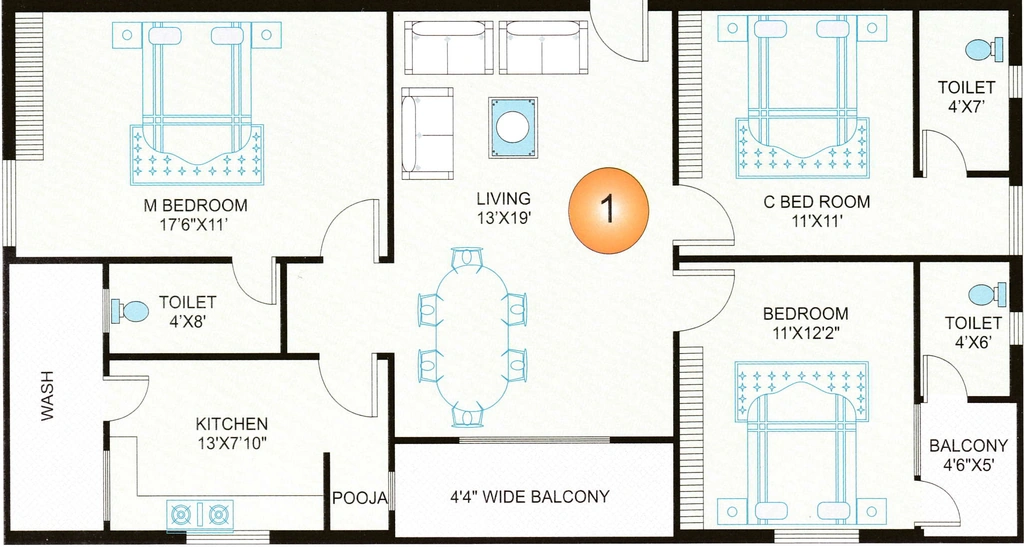 3 BHK Flat in Srikara Elite Residency in Poranki, Vijayawada - Image 924906
